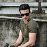 Tontrek Tactical T-Shirt Short Sleeve Round Neck Cotton Shirts for Men